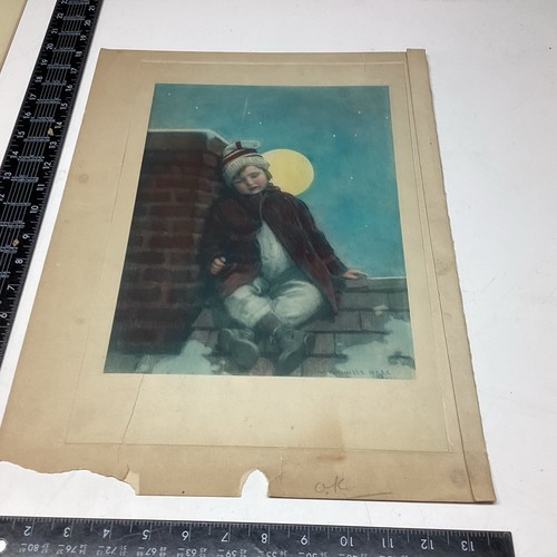 20 ART PAPER ETCHING PHOTO PRINT J Knowles Hare Waiting For Santa Claus Color - Picture 4 of 16