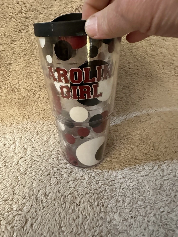 Tervis Carolina Girl Multicolor Lunares 24oz Vaso Aislado Tapa Marrón Foto 2 de 4