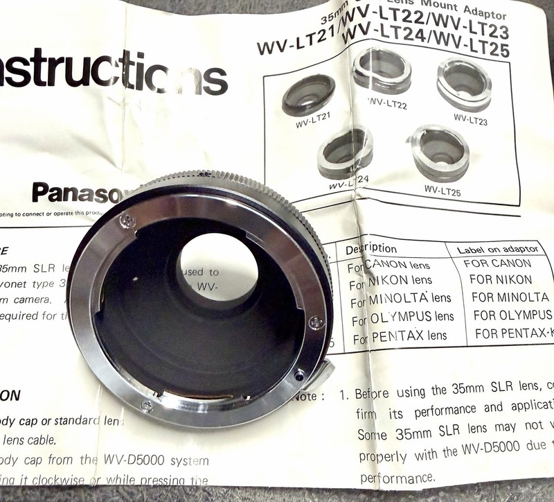 Panasonic WV-LT22 Lens Adapter Nikon F Mount to C-Mount Vintage Pro Video Gear