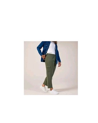 Ruth Langsford Straight Leg Cargo Trousers Size 10 Petite In Khaki