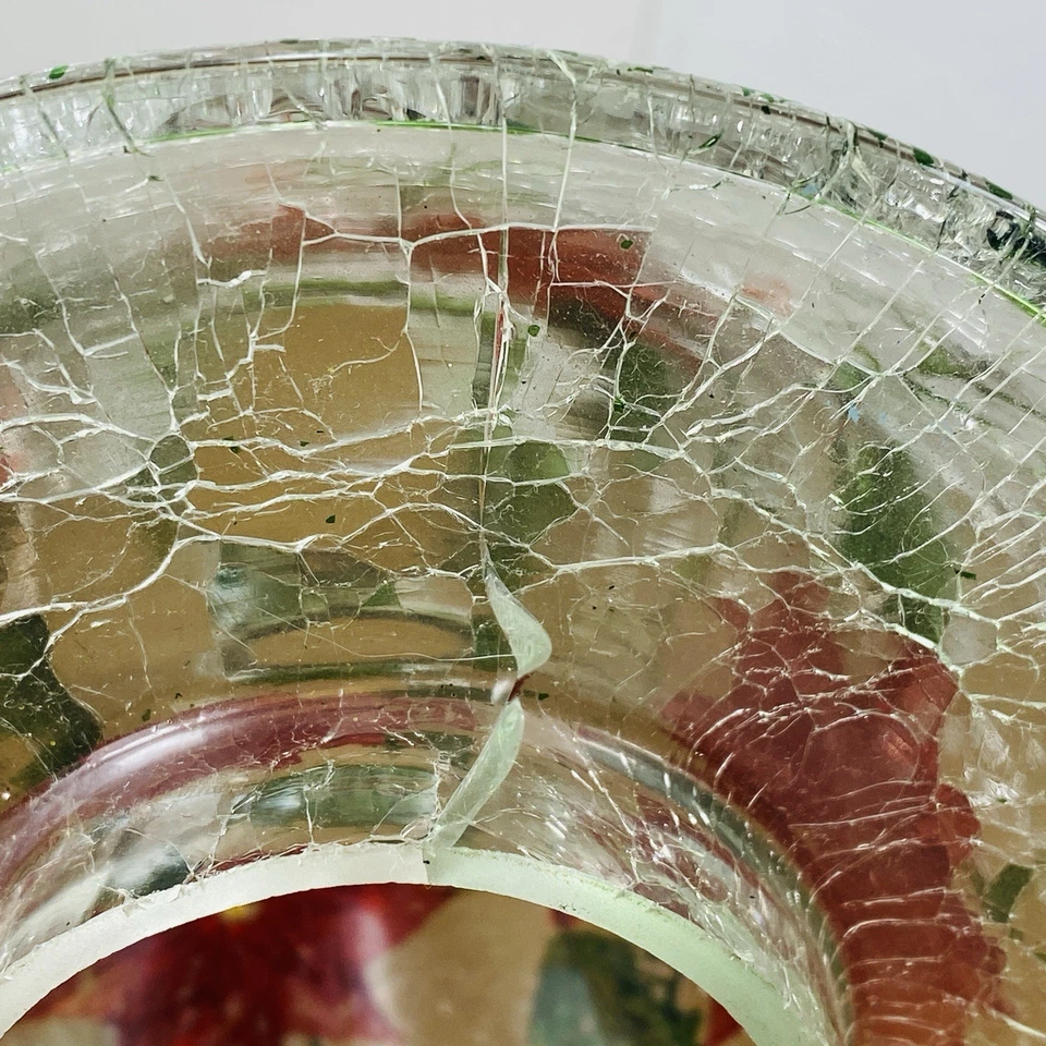 Yankee Candle Crackle Glass Christmas POINSETTIA 2 1/4 Chimney Shade ( SEE PIC) - Image 4 of 4