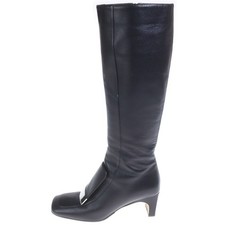 Sergio Rossi Boots Womens Size 35.5 Black Lea...