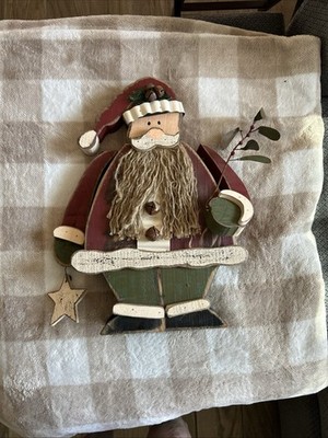 Primitive Country Americana Folk Art Wooden Santa Claus Old Father Christmas VTG