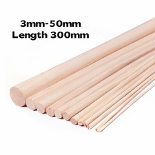 Round Wooden Wood Craft Sticks Dowl Stems for Model Making 3mm-50mm Length 300mm