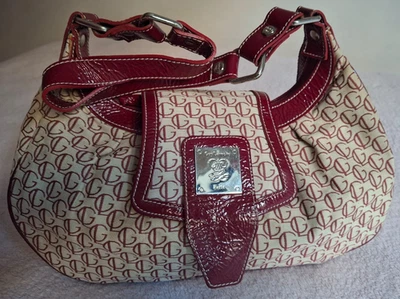 Guy Laroche Canvas Patent leather Beige & Burgundy Shoulder bag made in Spain - Photo 1/4