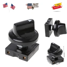 Black Fan Rotary Switch 4 Position 3 Speed Selector Switch Governor with Butt...