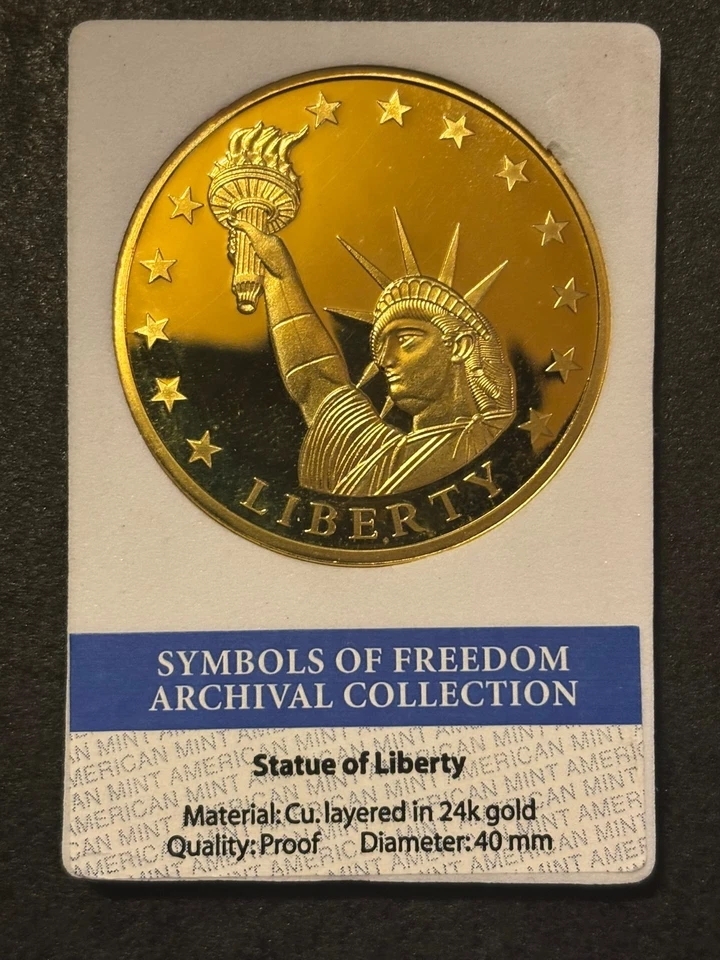 SYMBOLS OF FREEDOM ARCHIVAL COLLECTION STATUE OF LIBERTY COIN 24k Gold Plated - Image 4 of 4