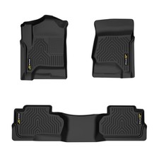 Fit For 14-19 Silverado Sierra 1500-3500 Dbl Cab Tpe Front2nd Row Floor Mats
