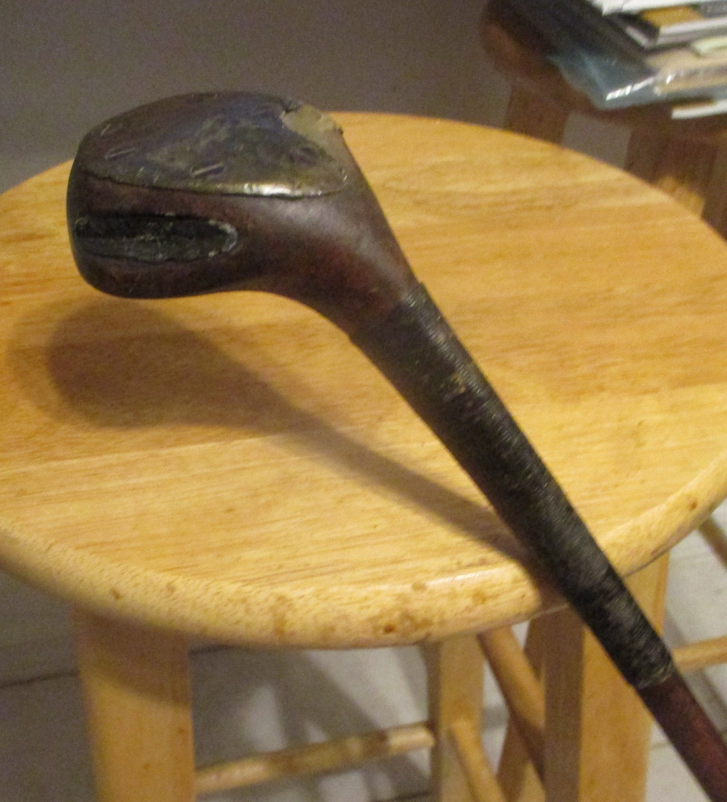 Splice Neck (Scare Head) Wood Hickory Shaft Driver Golf Club Circa 1910