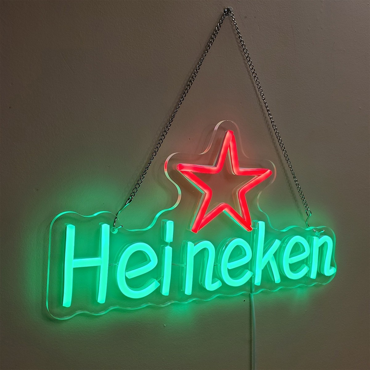 Heineken バックライト　ディスプレイ ネオン　看板　バー　パブミラー Heineken neon LED wall sign 15x8 inches 🍺 light up bar beer sign