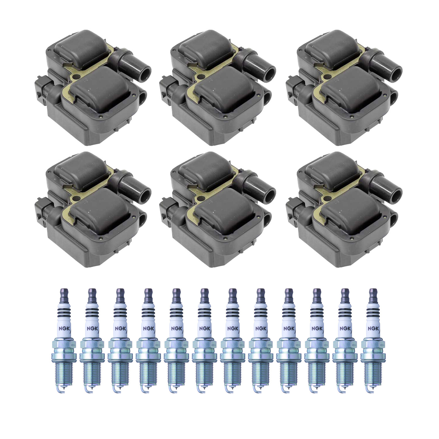 Bosch 2 Ignition Coil NGK 12 Iridium IX Spark Plug Kit For C32 AMG 911 V6 H6