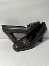 Women's Etienne Aigner brown Leather pumps shoes Heels Sz 7 LkNu HR