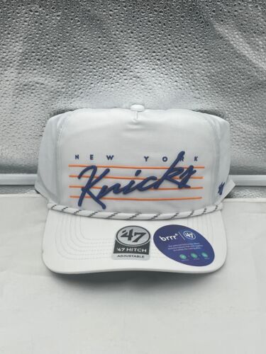 New York Knicks NBA '47 Brand White Script Hitch Rope Adjustable Snapback Hat - Picture 1 of 5