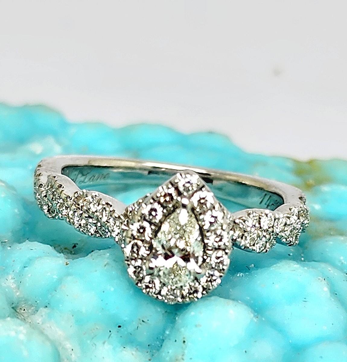 $2500 NEIL LANE 14K GOLD DOUBLE HALO 3/4 CT DIAMOND ENGAGEMENT