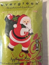 NEW EVERGREEN APPLIQUE LARGE FORM CUT 3-D FLAG 28x44 "SANTA CLAUS" HOLIDAY X-MAS
