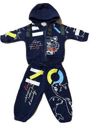 Kenzo Kids 2 Piece Tiger-motif Zip-up Hoodie and Logo Print Tracksuit Bottom