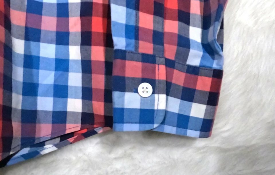 Jack Spade Mens Large Long Sleeve Button Down Shirt Plaid Woven Red Blue - Image 3 of 4