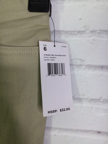 French Toast Girls Sz 6 Uniform Khaki Skinny Stretch Adjustable Ankle Zip Pants - Picture 9 of 9