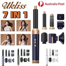 Ukliss 7IN1 Electric Hair Dryer Curler Styling Roll Straightener Brush Comb AU