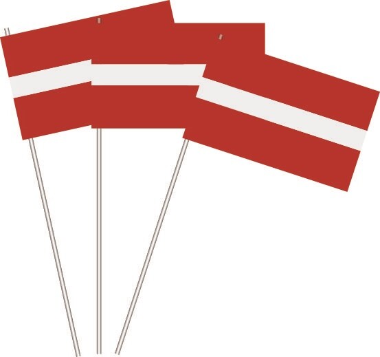Fanions En Papier - Drapeau De La Lettonie - Lot De 10 - Dimensions 12x24 Cm - Fabriqué En Allemagne