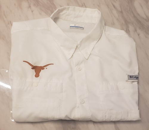 Texas Columbia PFG Fishing Shirt Men's White Size XXL Light Weight Longhorns - Picture 9 of 12