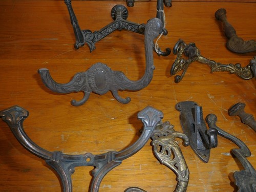 Antique ~Salvage ~ Assorted Hat Coat Hooks for parts ~ all damaged ~ #3068 - Picture 3 of 12