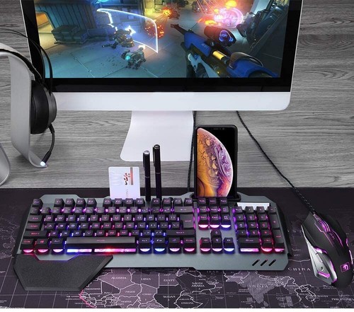 Gaming Keyboard Mouse and Wrist rest Set RGB Illuminated USB for PC Laptop PS4 - Picture 12 of 15