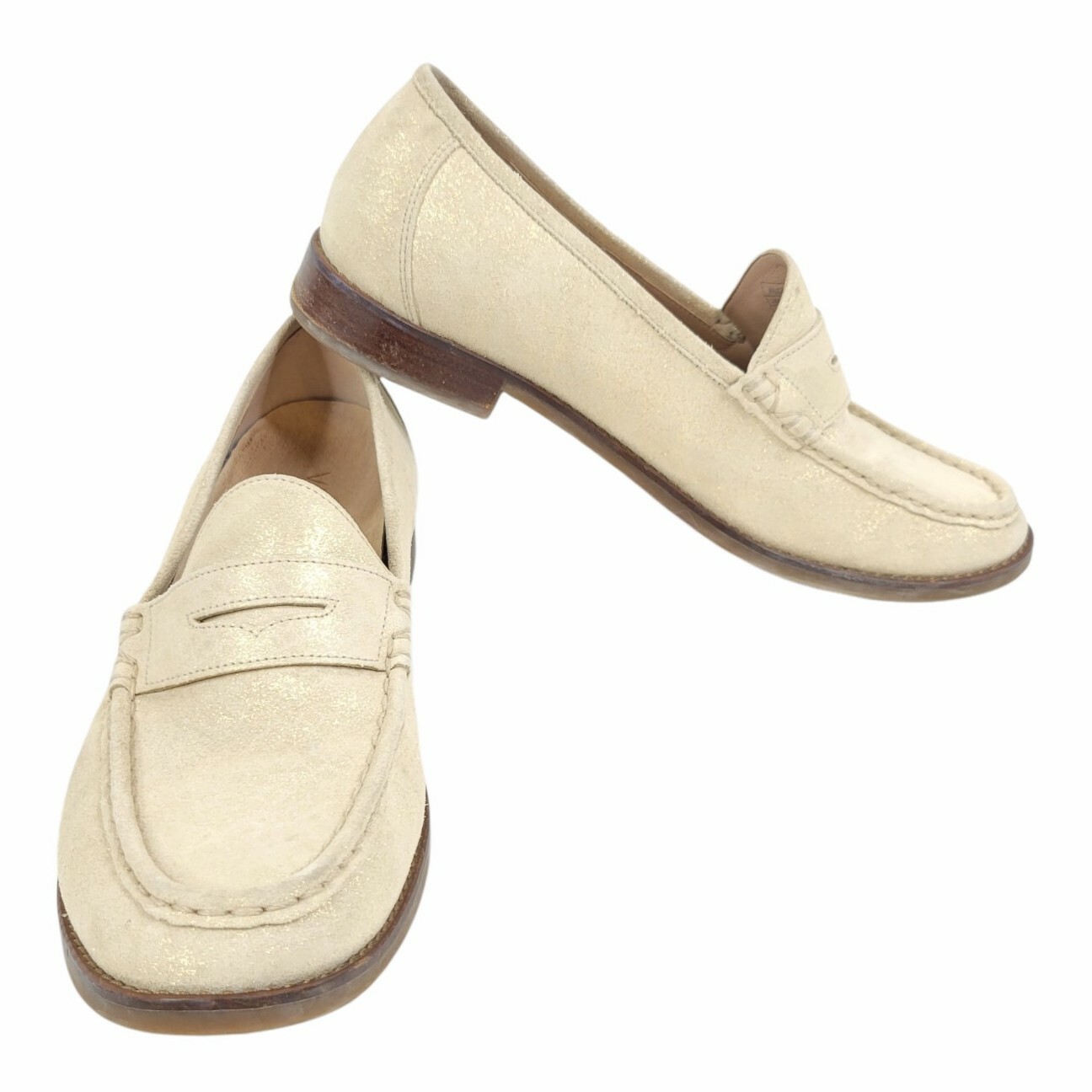 Vionic Waverly Leather Loafer Women's Size 8.5 Beige with Gold Sparkle  VW17552 | eBay