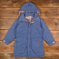 Vintage L.l.bean Outdoor Coat M 70s Tartan Lined Removable Hood Usa Made Parka