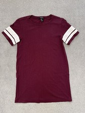 Forever 21 Red Burgundy Loose T-Shirt Varsity Dress Size S Summer Spring