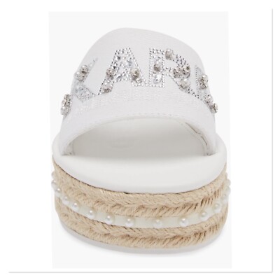 KARL LAGERFELD PARIS White Kamara Pearl Platform Sandal Size  display picture 1