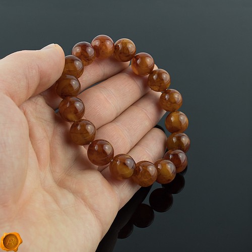 Luxus Orange Ostsee Bernstein Erwachsenen Armband für Männer Frauen 12 mm Bernstein Perlen - Bild 3 von 5