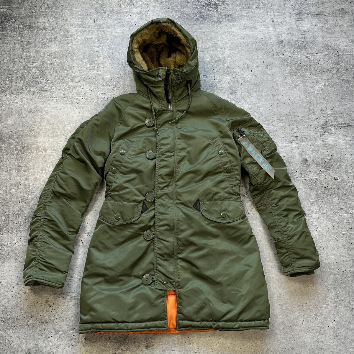 Alpha Industries N3B VF 59 Parka Jacket Sage Green Women's Size XS