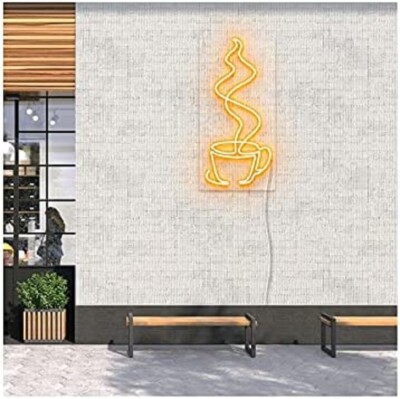 32''x14.6'' Steaming Coffee Cup Flex LED Neon Sign Light Party Shop Store Décor