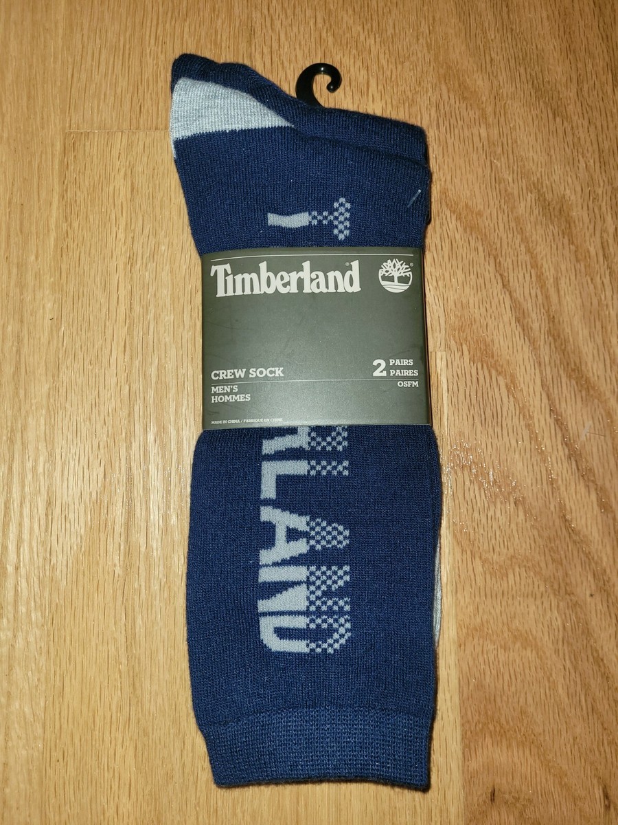 NEW Timberland Mens' Polyester Socks 2 Pair Navy/Gray OSFM