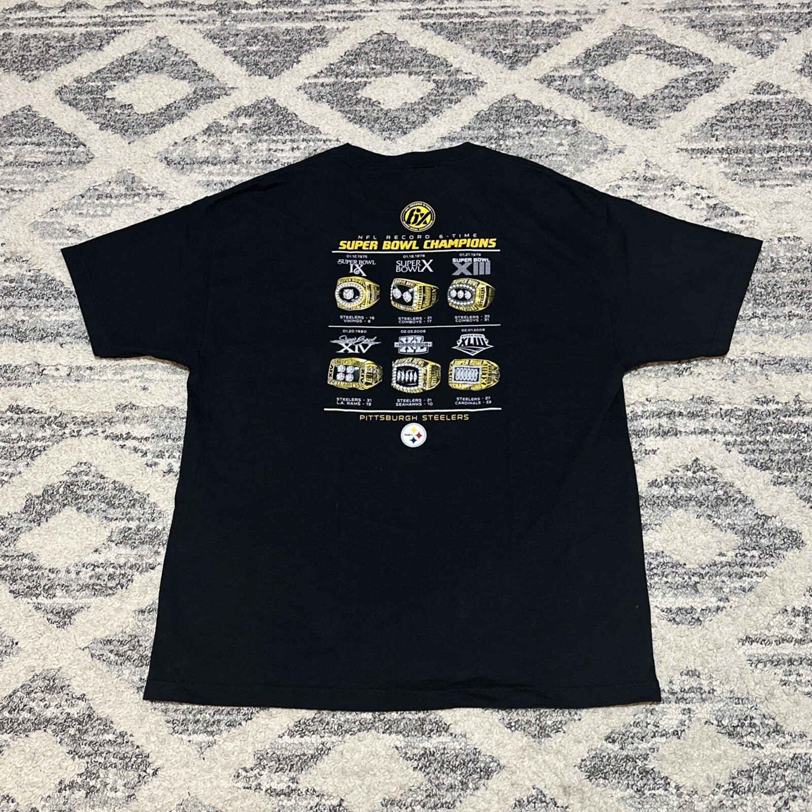 Reebok Pittsburgh Steelers 6 Time Super Bowl Champions Shirt Men’s Size XL