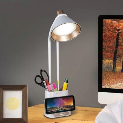 *ex Display* OttLite LED Schreibtisch Organizer Lampe mit kabelloser Ladestation - 01