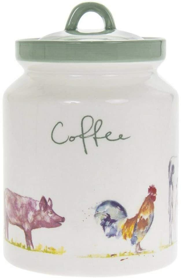 Coffee Canister Fine China Storage Container Farmyard Air Tight - Main Image