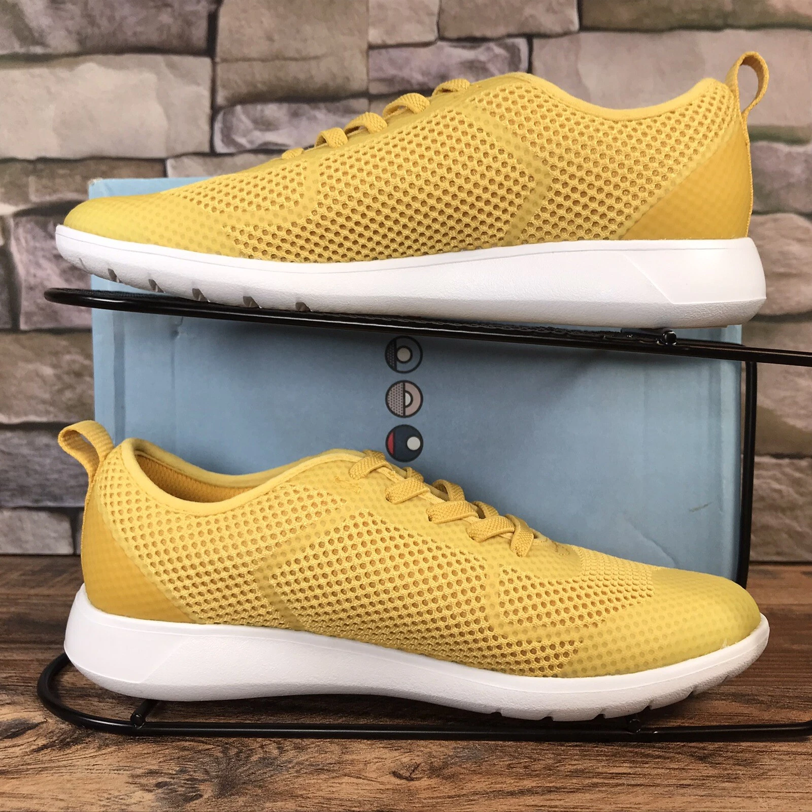 Scarpe da ginnastica Clarks Scape Soar per bambini gialle sintetiche UK 1 vestibilità F EU 33