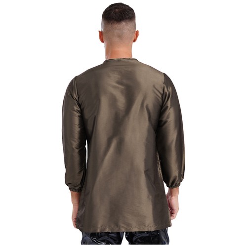 Unisex Long Sleeve Zipper Pockets Robe Gown Smock Jacket for Hair Barber Salon - Picture 65 of 113