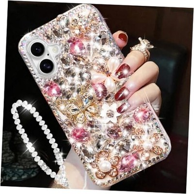 for iPhone 16 Plus Glitter Bling Case,Cute Luxury 3D Sparkle Butterfly Silver