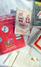 Vtg Large Mix Lot Christmas Ornaments Kits Needlepoint Plastic Canvas Crafts 