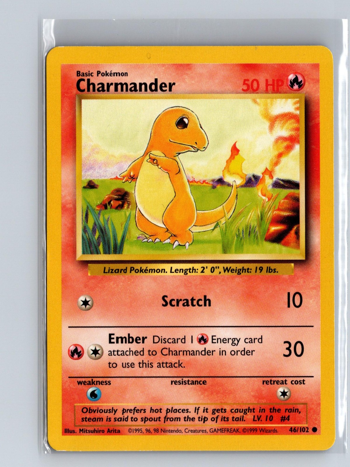 Charmander 46/102 Common Base Set Unlimited Pokemon Near Mint