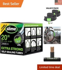 Durable 20" x 1.5-2.125" Self-Sealing Bike Tubes with Schrader Valve - 2 Pack