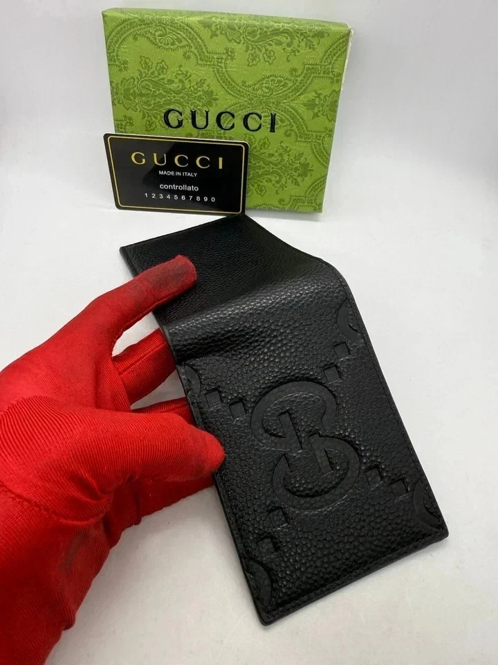 Luxury Gucci Bi-Fold Gucci Pattern Black Limited Edition Leather Wallet - Image 3 of 4