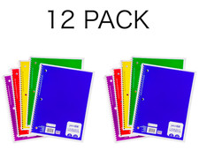 Pen Gear 1 Subject Notebook Spiral Wide Ruled 70 Sheets Assorted Color 12 PACK