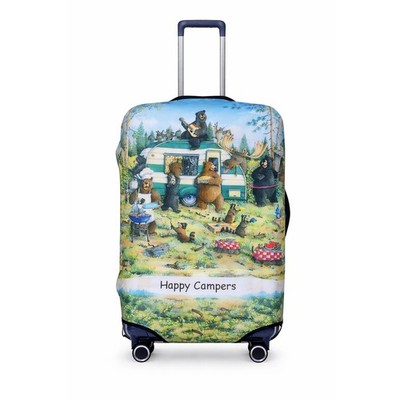 Happy Campers Suitcase Cover M Elastic Travel Luggage Protector 18-32 in