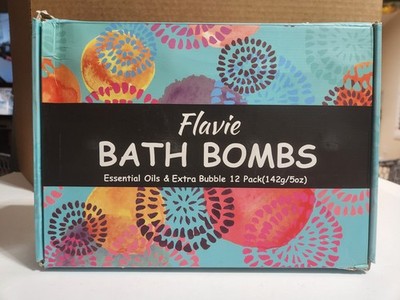 Flavie Bath Bombs Gift Set 12 Pack Essential Oils Extra Bubble Spa Kit