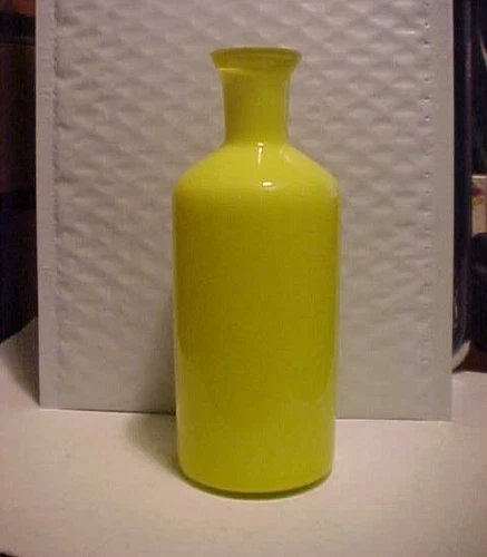 Vintage 6" Tall Canary Yellow MORETTI CARLO Murano Italy Art Glass Bottle  Vase
