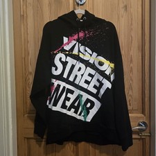 Vision Street Wear Hoodie Large Black With Paint Splatter New No Tags